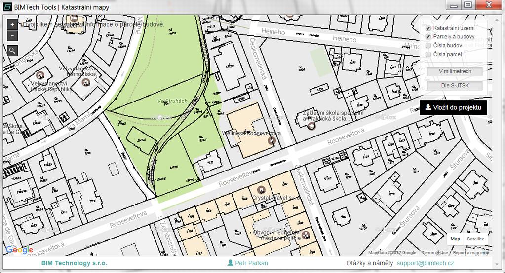 Vygenerování katastrální mapy pomocí BIMtech doplňku Po stažení a nainstalování BIMtech doplňku k Archicadu je možné si nechat