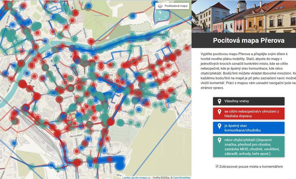 POCITOVÁ MAPA Sběr podnětů od občanů (září listopad 2016) CELKEM ZAPOJENO OSOB Počet míst kde Počet míst kde Počet míst kde 362 Se cítím