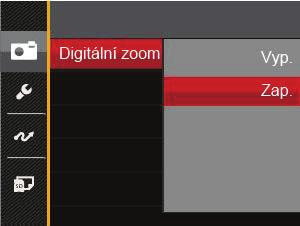 Digitální zoom Toto nastavení slouží k úpravě digitálního zoomu. Je-li tato funkce aktivována, bude možné použít pouze optický zoom.