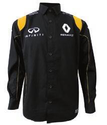 KOLEKCIA REPLICA Košeľa s krátkym rukávom 100 % bavlna. Krátke rukávy. Úzky rovný strih. Kontrastné žlté ramená. Potlač logom Renault a logami sponzorov. Tkaný štítok francúzska trikolóra.