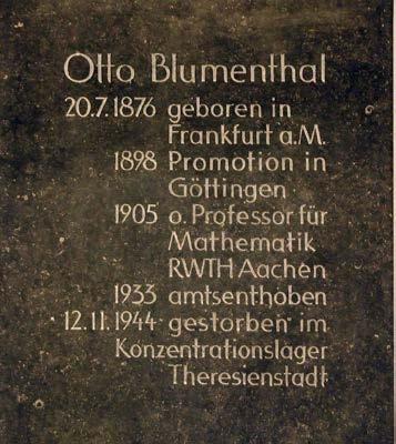 OSOBNOST Osud člověka Půjčím si název filmu Sergeje Fedoroviče Bondarčuka, abych převyprávěl osud německého matematika Otto Blumenthala (1876 1944)¹, který zahynul v terezínském ghettu.