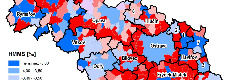 pouze v posledním období. Tato analýza ukazuje především požadavky na výstavbu rodinných domů v okolí měst, nicméně požadavky na obslužnost území v rámci SO ORP neklesají. Mapa 1.