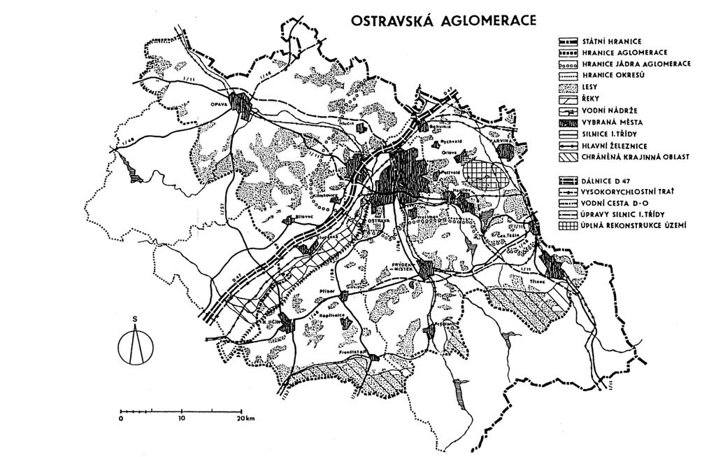 Ostravská aglomerace byla naposledy vymezena nařízením vlády ze dne 17. srpna 1994 způsobem uvedeným na obrázku 1.9. 6 Obrázek 1.9: Vymezení Ostravské aglomerace dle nařízení vlády ze dne 17.