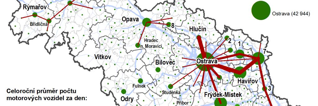 Mapa 2.10: Průmyslové uzly v MSK podle dat ze SLDB 2001 Při umísťování průmyslového závodu do krajiny je důležitý potenciál krajiny.