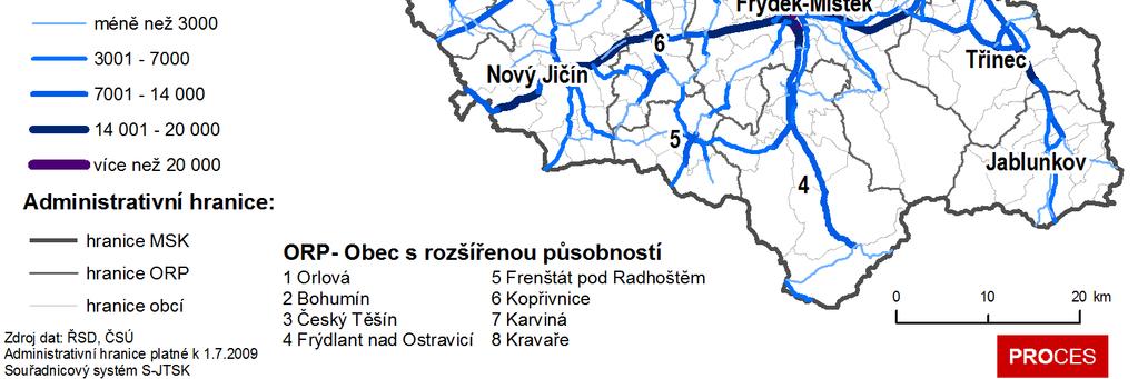 3.2 Lokalizace hlavních toků přepravy Po dokončení dálnice D47/D1 a rychlostní komunikace R48 vedoucí přes Nový Jičín a Příbor jsou tyto komunikace hlavními dopravními toky spojující dříve odlehlý