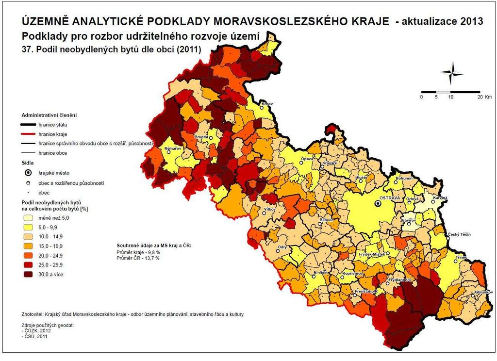 Zdroj: ÚAP Moravskoslezského kraje 2013, podklady pro RURÚ Mapa 4.