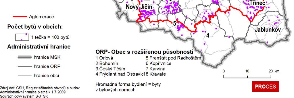 forem bydlení na 1000 obyvatel, je nejvíce bytů soustředěno v obcích Havířov (377),