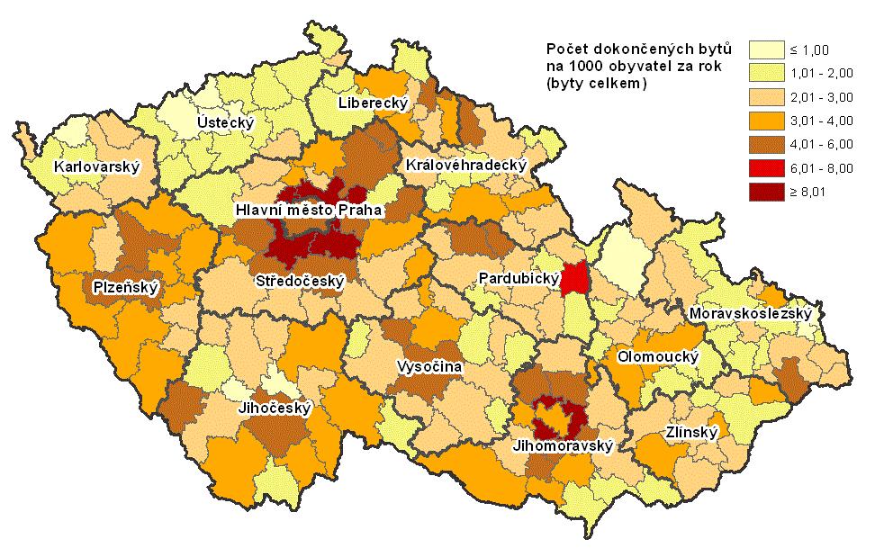 bytové výstavby, a to ani v regionech s kvalitním životním prostředím. Naopak nekvalitní životní prostředí a jeho negativní vnímání jsou příčinou nízké bytové výstavby v řadě regionů.