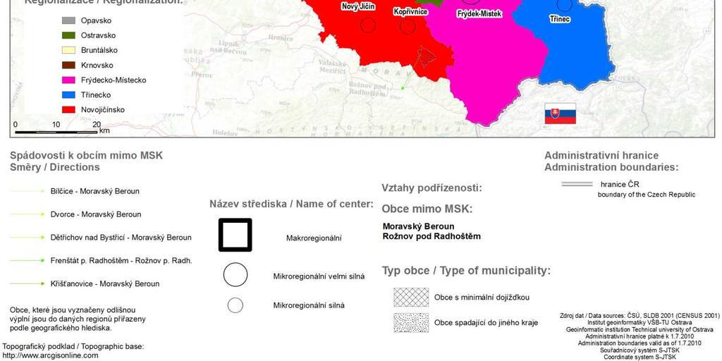 Toto může být převzato, jelikož obce v tomto regionu již stavebně a funkčně splynuly a chybí pouze administrativní splynutí. Také zde byla centra rozdělena podle jejich důležitosti.