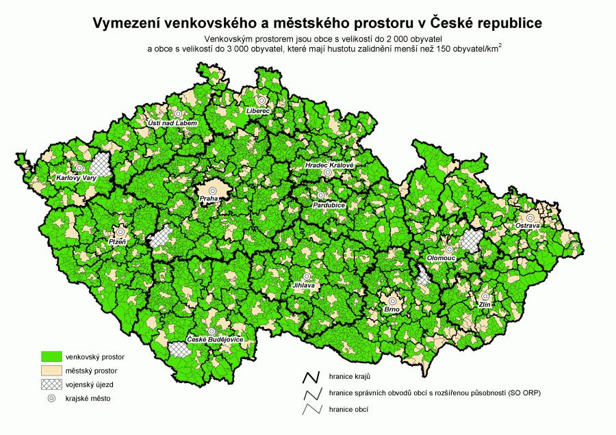 Uvedený přístup vymezení venkovských obcí se blíží administrativnímu přístupu (podle