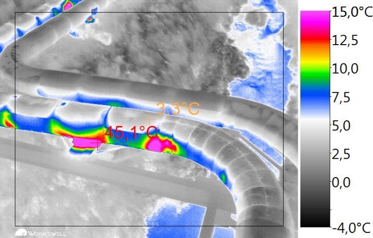 termokamery: Vyhledání úniku horkého média až 1,5m pod povrchem Nedestruktivní, bezdotyková a rychlá