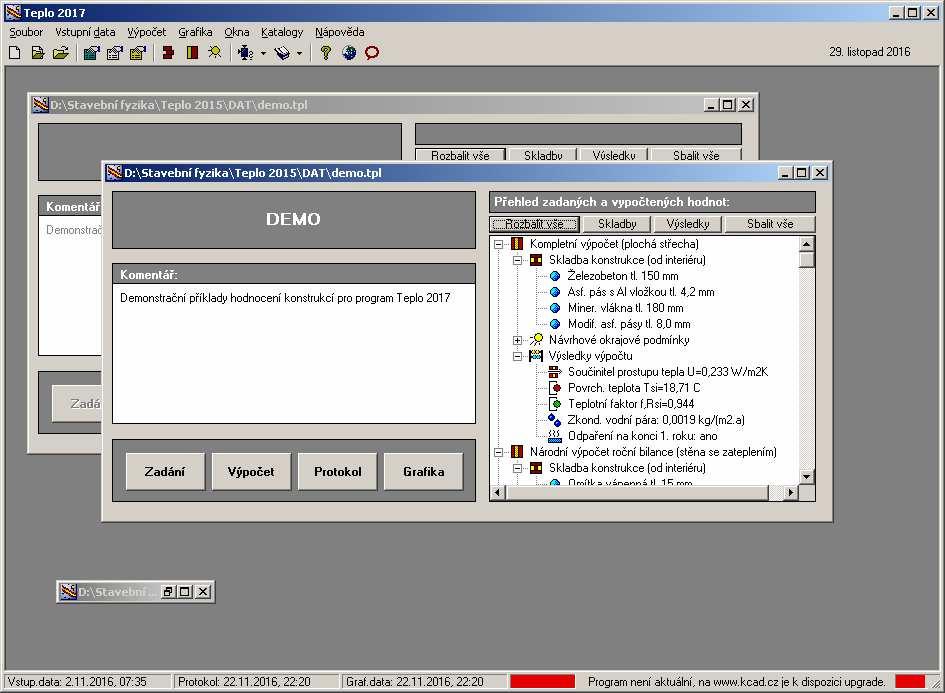 Pracovní prostor programu 12 Jakmile založíte novou úlohu, nebo otevřete již existující úlohu, objeví se na zatím prázdném panelu programu Teplo 2017 nové menší okénko - panel úlohy, který obsahuje