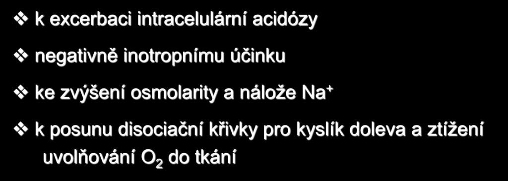 NaHCO 3 (2) po aplikaci vzniká CO 2, který proniká intracelulárně a vede k excerbaci intracelulární acidózy