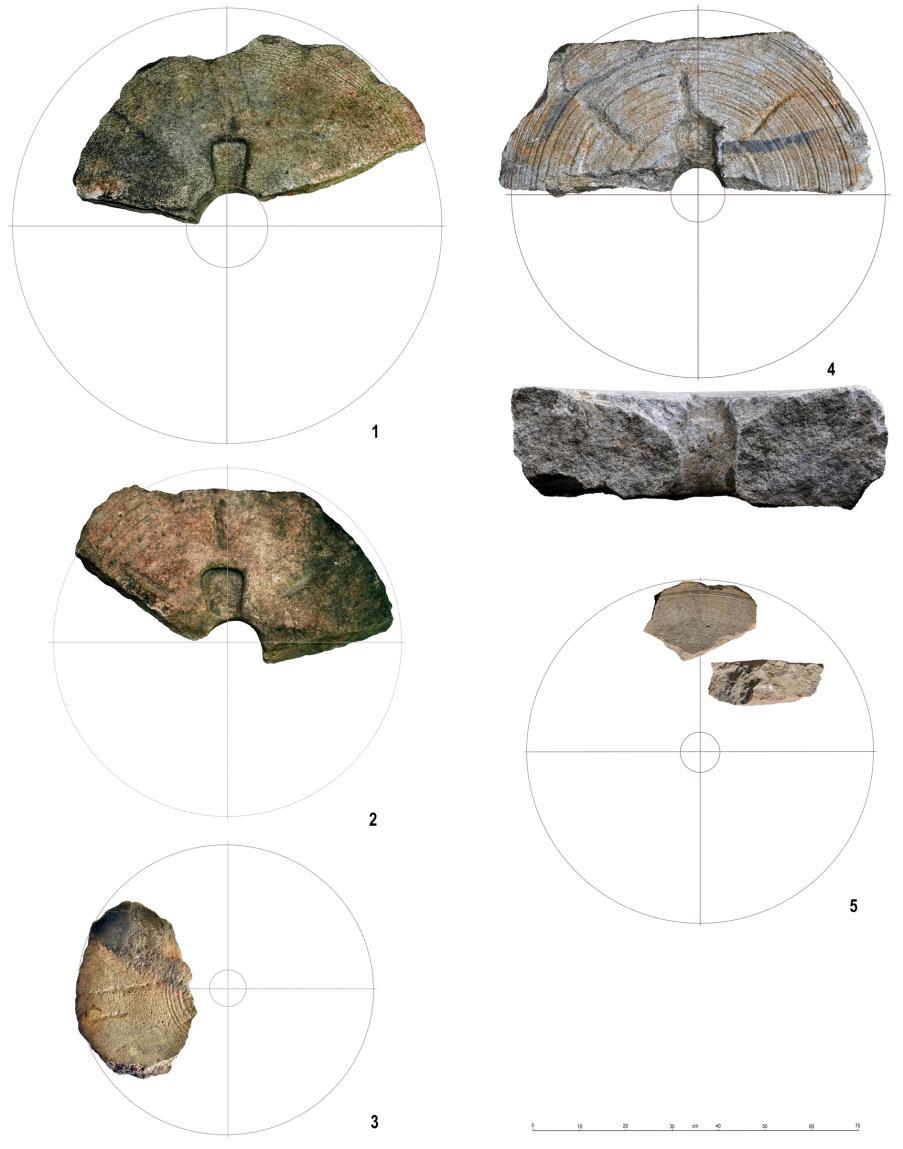 obr. 22. Nálezy mlecích kamenů jako přímých pozůstatků rudních mlýnů.
