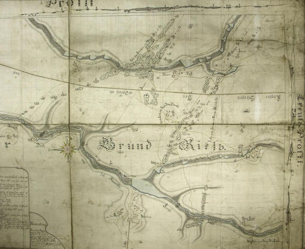 Při lokalizaci Herdeckovy mapy vyplynulo, že průběh žil na Lutzově mapě je pootočen o 20 ve směru hodinových ručiček.