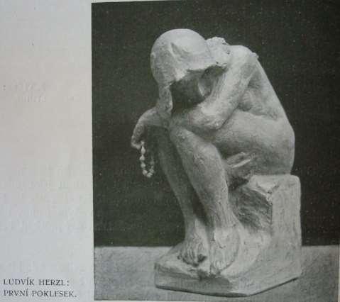 Obrázek č. 86 Ludvík Herzl, První poklesek, sádra (kat. č. 105) Vystaveno v sekci Jednoty umělců výtvarných na 67.