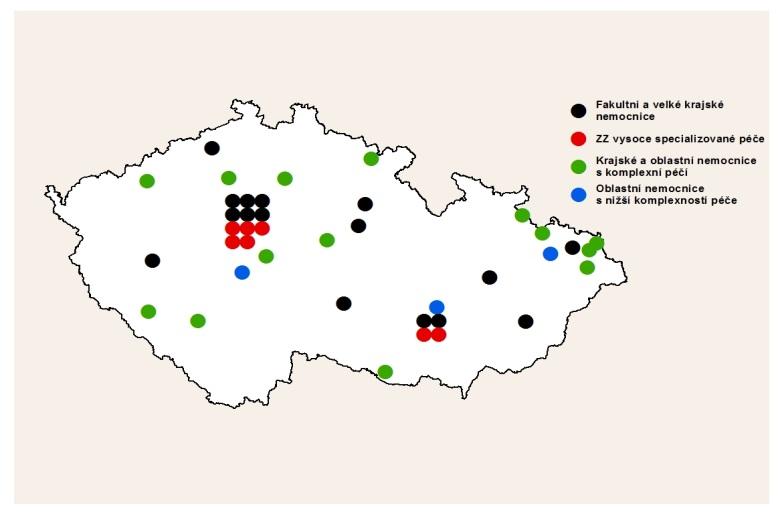 Kategorie nemocnic pro výběr reprezentativní sítě 1,,8 Dimenze B = Struktura a specializovanost péče (casemix),6,4,2 Rozdělení standardních nemocnic (n = 16) vyžaduje další detailní analýzu struktury