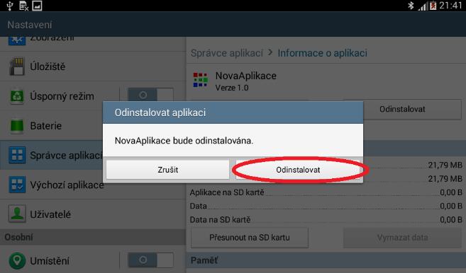 Bohužel umístění této schopnosti se rovněž mírně liší podle verze systému Google / Android. Zde jsou pro ilustraci příklady, jak odinstalovat aplikaci na různých verzích systému: - Android 4.