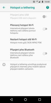 19 z 39 Zap./Vyp. přístupového bodu Nastavení. Zvolíte možnost Síť a internet. 3. Dále vyberete Hotspot a tethering.