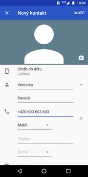 4 z 39 Založení nového kontaktu Kontakty. Nový kontakt přidáte stisknutím tlačítka se symbolem +. 3. Dále stačí vyplnit potřebné údaje jako je telefonní číslo, jméno atd.