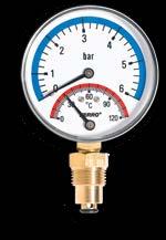 teploměry - manometry teploměry Termomanometr TM63A Teploměr T63120A tělo hliníkové - práškově lakováno kryt: ABS s vysokou pevností, odolný proti poškrábání bimetalický teploměr připojení: mosazné