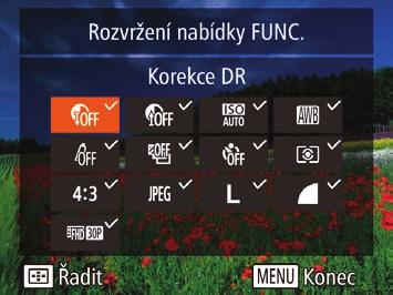 Chcete-li obnovit výchozí nastavení, vyberte možnost [ ] v položce [Tl. přímého přístupu], možnost [ ] v položce ] a možnost [ ] v položce [Nast. tl.