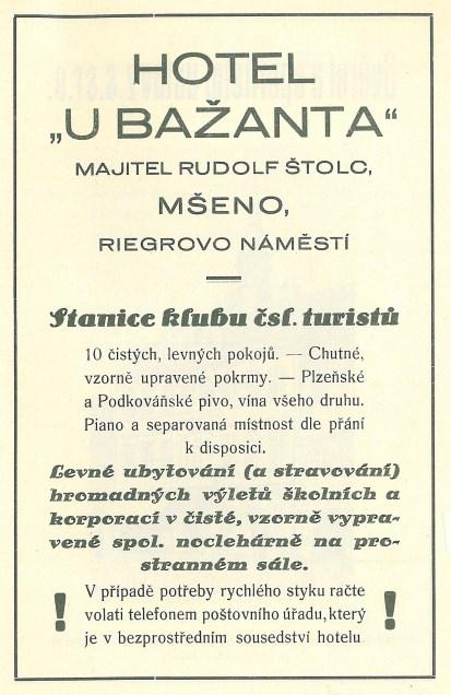 Jedna ze stanic KČST byla v tehdejším hotelu U bažanta na Riegrově náměstí. Hotel se pyšnil domácí kuchyní, pokoji a noclehárnou.