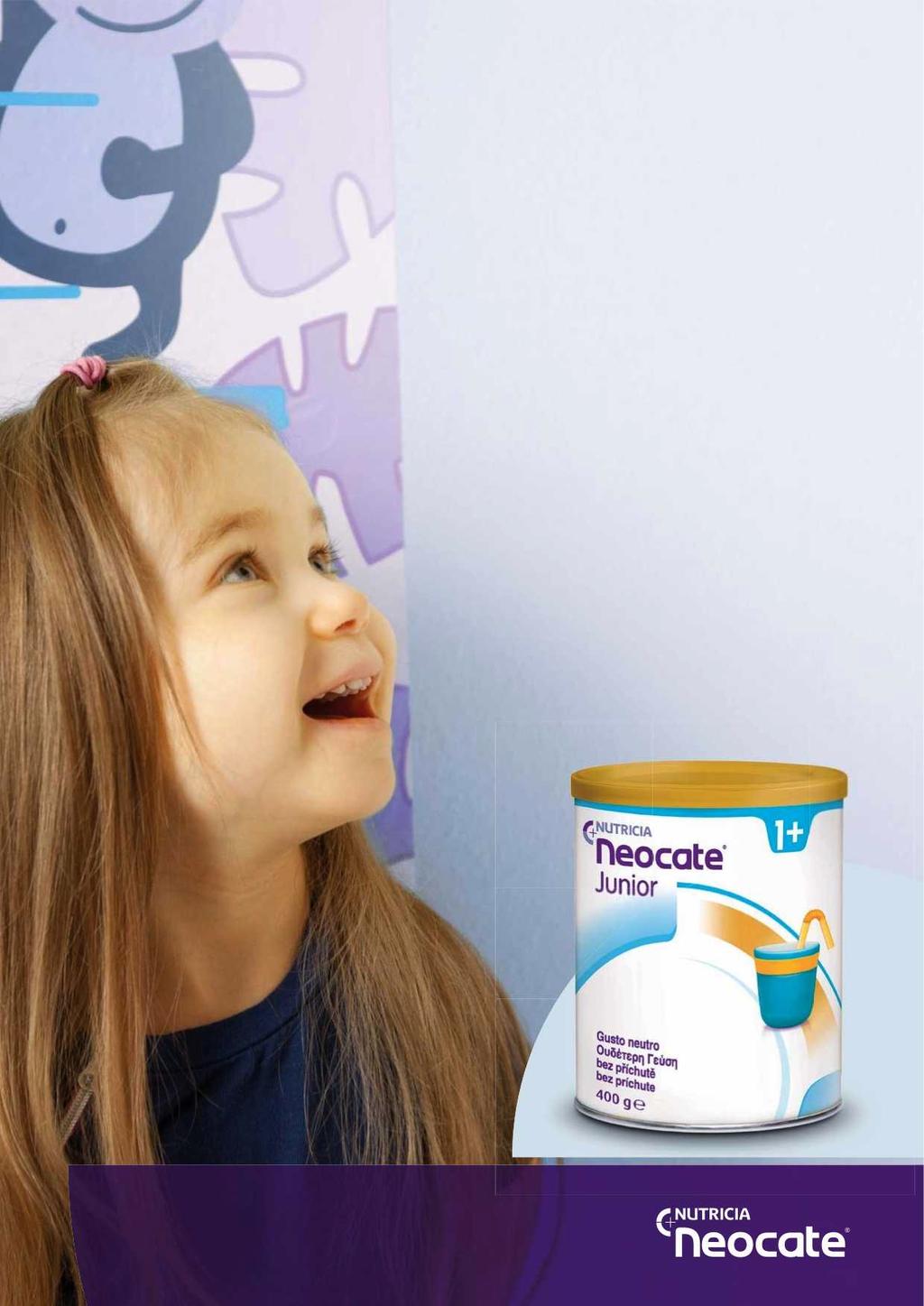 NEOCATE JUNIOR: HYPOALERGENNÍ VÝŽIVA PŘIZPŮSOBENÁ DĚTEM OD 1 ROKU S POTRAVINOVÝMI ALERGIEMI Podporuje správný růst a vývoj 1,2 Snižuje riziko nedostatečného příjmu vápníku, vitaminu D a železa