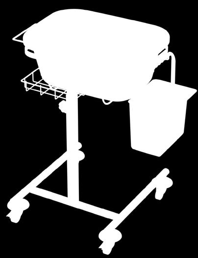 1300* - konstrukce vozíku: ocel; povrchová úprava: prášková barva - plynule nastavitelná výška vany k lůžku - 1x vyjímatelná vana