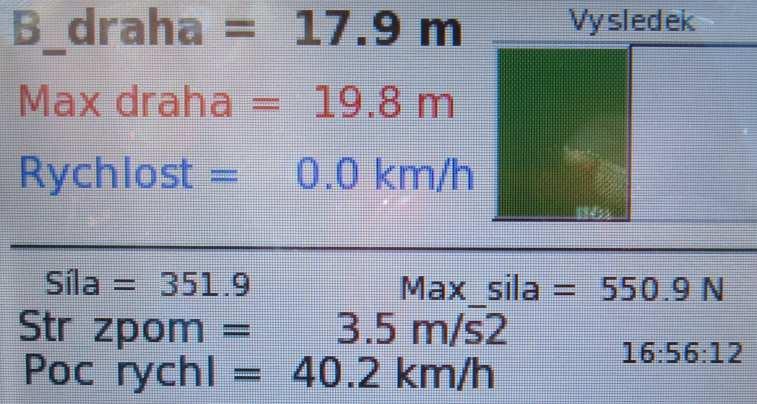 Současně byl zjištěn tlak vzduchu p 1 před zátěžovým regulátorem 598 kpa a tlak p 2 za zátěžovým regulátorem 145 kpa.