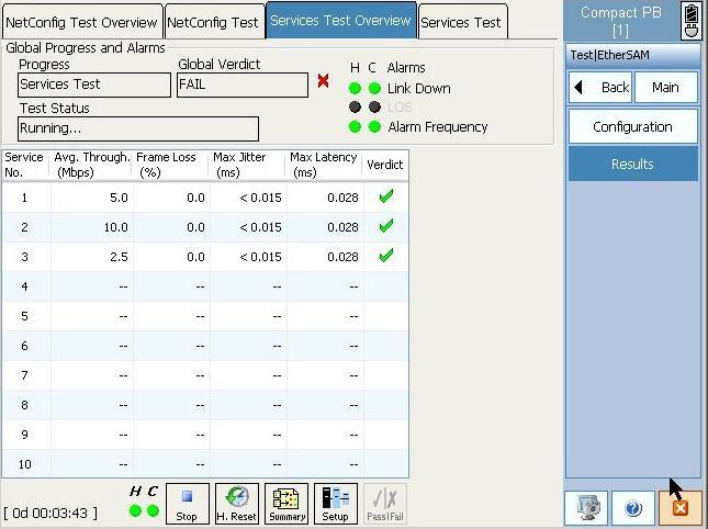 Service Test Results 18 Bi-directional (Dual Test Set) EtherSAM může být prováděn Dual Test