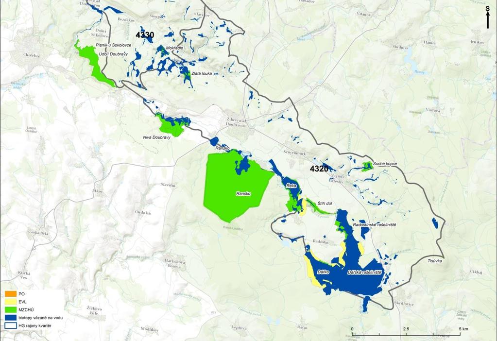 Obr. 8-1: Biotopy s vazbou na vodu v HGR 4320 Tabulka 8-1 Seznam maloplošných zvláště chráněných území v HGR 4330 Rozloha Rozloha % vodních Orgán ochrany OBJECTID KOD KAT Název (ha) biotopu (ha)