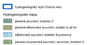 Z hlediska koncepčního hydrogeologického modelu bylo provedeno spojení kolektoru B a C z důvodu lokálního propojení obou kolektorů i nesnadné úlohy vedení hranicemezi bělohorským a jizerským