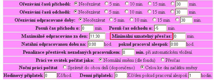 přítomnost na pracovišti uznaná jako odpracovaná doba. Položka Fond pak udává, kolik hodin by měl zaměstnanec tento den v týdnu odpracovat.