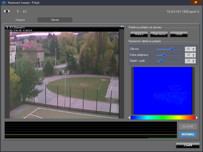 Poznámka: Detekci pohybu lze provádět pro všechny video formáty (MJPEG, MPEG4, H264) s výjimkou H265.