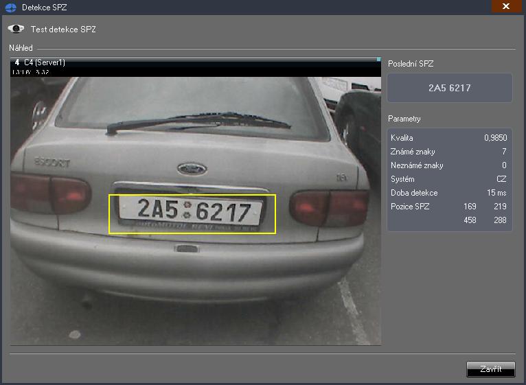 V obraze jsou nyní zcela automaticky detekovány a rozpoznávány SPZ vozidel.