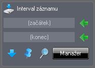 Při aktivaci karty Přehrávání je implicitně zvoleným úložištěm záznam na serveru. Kdykoliv je však možné provést přepnutí úložiště pomocí příslušných tlačítek.