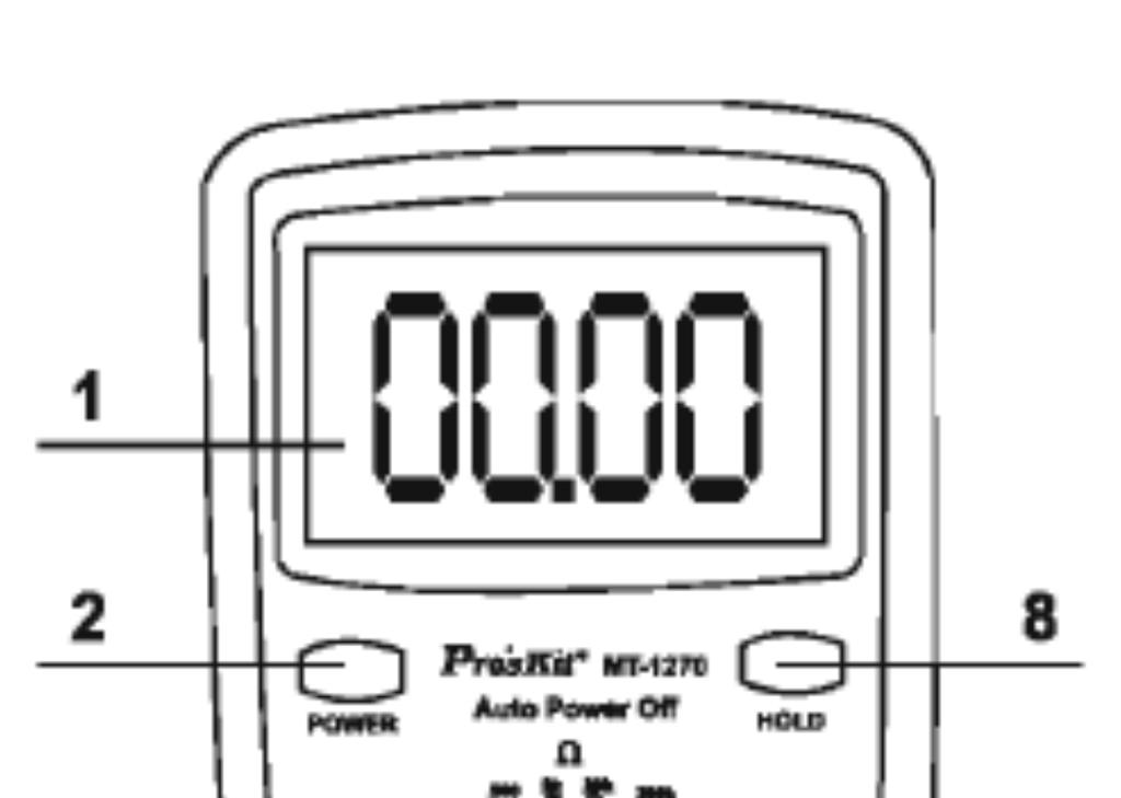 Ochrana přetížení: 250V DC nebo AC vrcholová hodnota (po dobu kratší 15 sekund) 2-10. ( C) (-20 až 1000C) ±(1,0%+5d)<400C ±(1,5%+15d)>400C Sensor: Termokapsle, připojení pomocí banánků 1C 2-11.