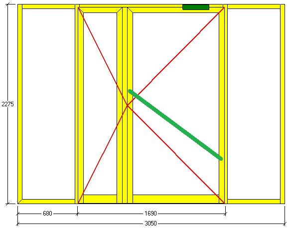 Príloha č. 2 k výzve Technické požiadavky Položka č.: 1 (AL exteriér) Stena Počet kusov: 1 Rozmery výrobku (š x v): 3050 x 2275 mm Rám: -systém: ALUPROF MB70 Dvere č.