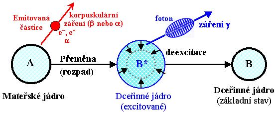 2.5.2 Záření γ Je to vysokoenergetické elektromagnetické záření vznikající při procesech v jádře.