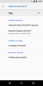 18 z 38 Zap./Vyp. přístupového bodu Nastavení. Ťuknete na Síť a internet. 3. Dále vyberete Hotspot a tethering.