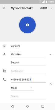 5 z 38 Založení nového kontaktu Kontakty. Nový kontakt přidáte stisknutím tlačítka se symbolem +. 3. Dále stačí vyplnit potřebné údaje jako je telefonní číslo, jméno atd.