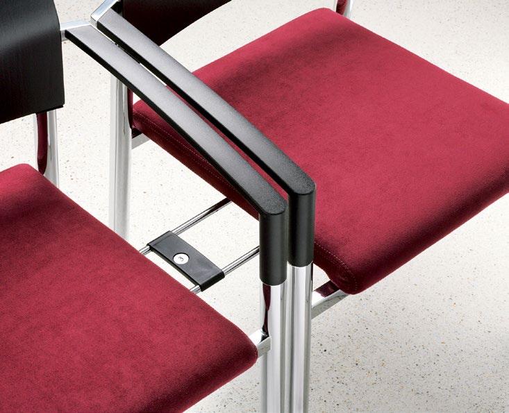 Bohatý na detaily. Voliteln. Provedení Stohovatelná židle 6430: ošetřených práškovou barvou, plastové kluzáky.