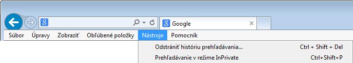 Ak používate internetový prehliadač Internet Explorer, je potrebné, aby ste v prehliadači