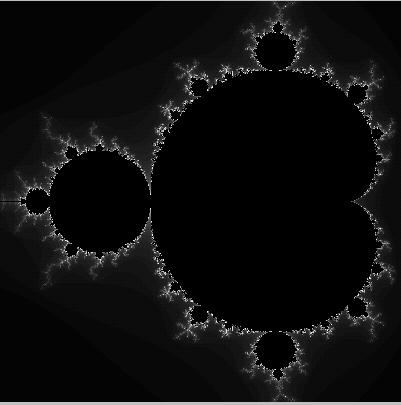 Obrázek 11: Mandelbrotova množina 2 Zdroj: vlastní zpracování Kdybychom se mohli přibližovat do těchto množin, viděli bychom nové a krásné útvary a mohli bychom se přibližovat do nekonečna a stále by