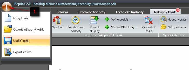 Nákupný košík 1. Po stlačení tohoto tlačítka sa otvorí ponuka možných operácií pre prácu s košíkom Uloženie košíka: stlačení tejto ponuky som dotázaný na názov košíka a zvolím možnosť uložiť Pozn.