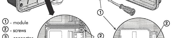 Vyndejte baterie. 5. S použitím kížového šroubováku odšroubujte šrouby na pední stran modulu. 6.