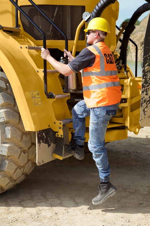 Bezpečnost Nedílná součást každého stroje Bezpečnost výrobku Společnost Caterpillar vždy byla a stále je při vývoji strojů bezvýhradně zaměřena na stroje, které splňují standardy bezpečnosti nebo