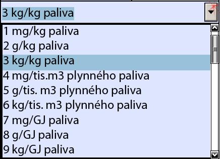 volby mezi jednotlivými položkami, které lze i libovolně kombinovat.