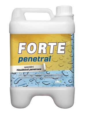 FORTE penetral se používá pro penetraci betonu, omítek, vláknocementových a sádrokartonových desek, pro zpevnění podkladu a zlepšení